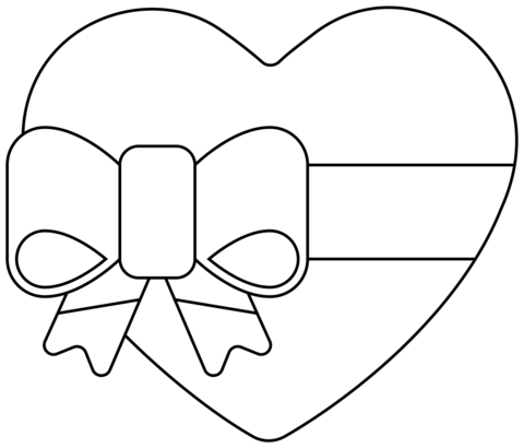 Heart With Ribbon Emoji Coloring Page